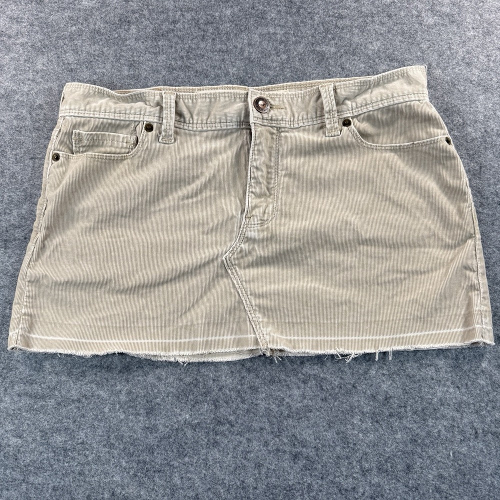 Vintage Hollister Y2K Light Tan Micro Mini Skirt Sz 7 Raw Hem Grunge Early 2000s